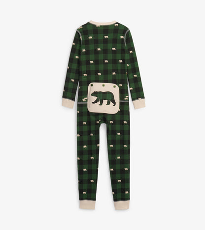 Forest Green Plaid Kids Union Suit