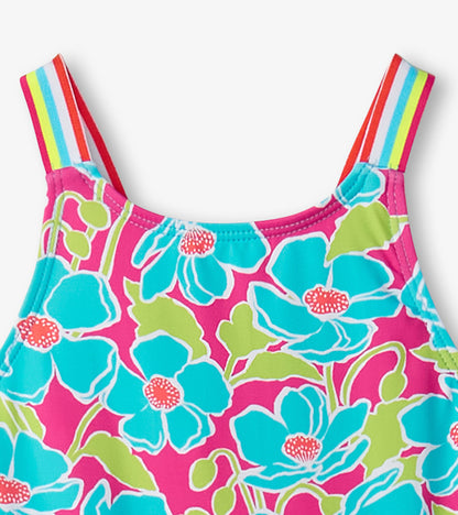 Girls Floating Poppies One-Piece Swimsuit