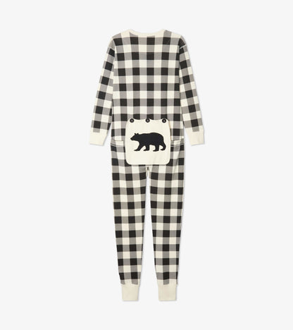 Cream Plaid Adult Union Suit