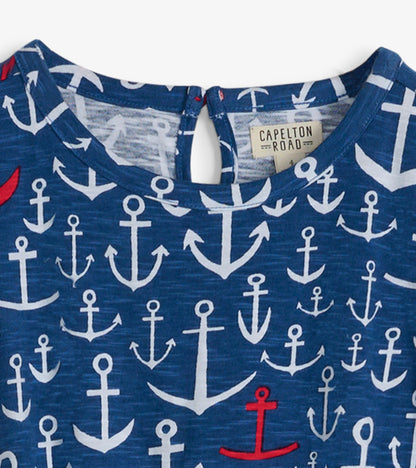 Girls Stacked Anchors T-Shirt Dress