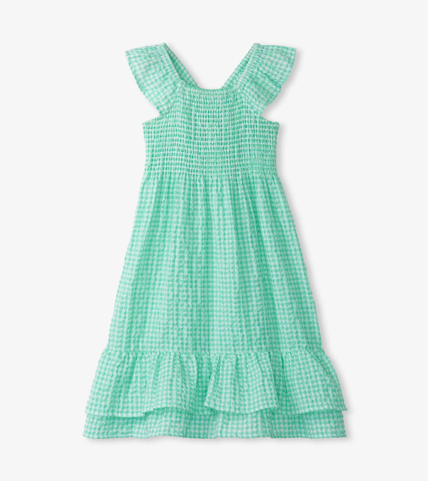 Girls Gingham Seersucker Smocked Dress