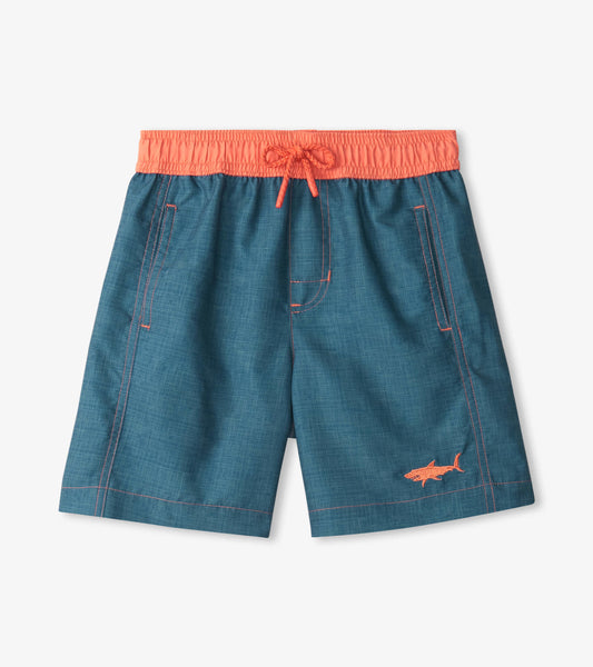 Boys Textured Shark Swim Trunks