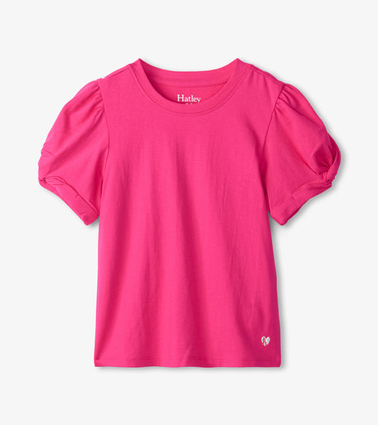 Girls Pink Twisted Sleeve Tee