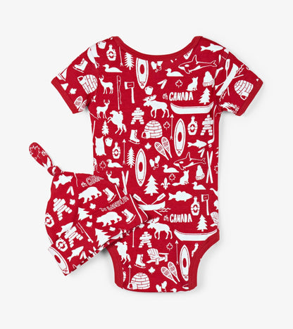 Oh Canada Baby Bodysuit with Hat