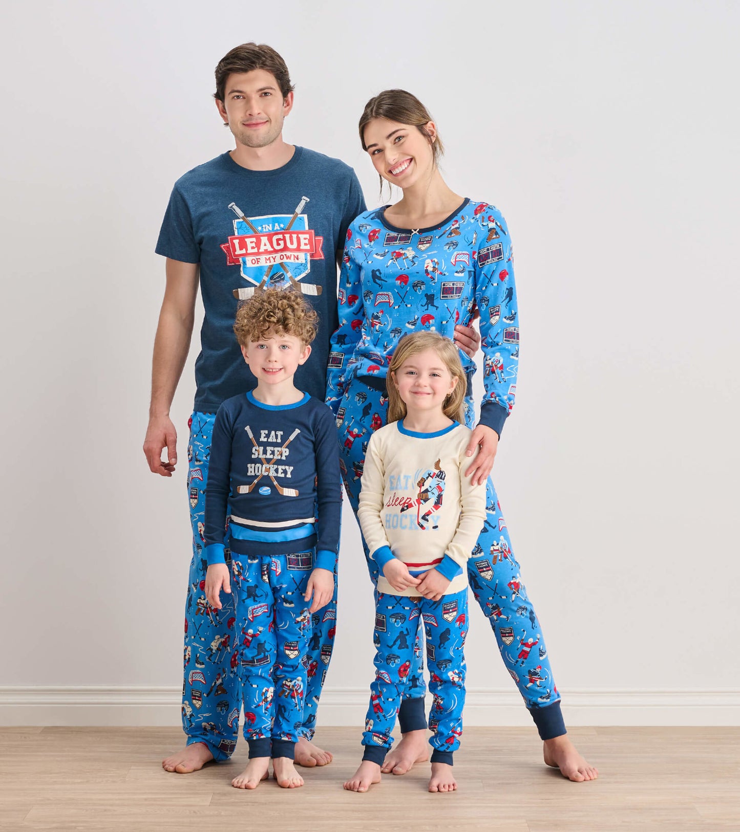 Kids Cream Hockey Champs Appliqué Pajama Set