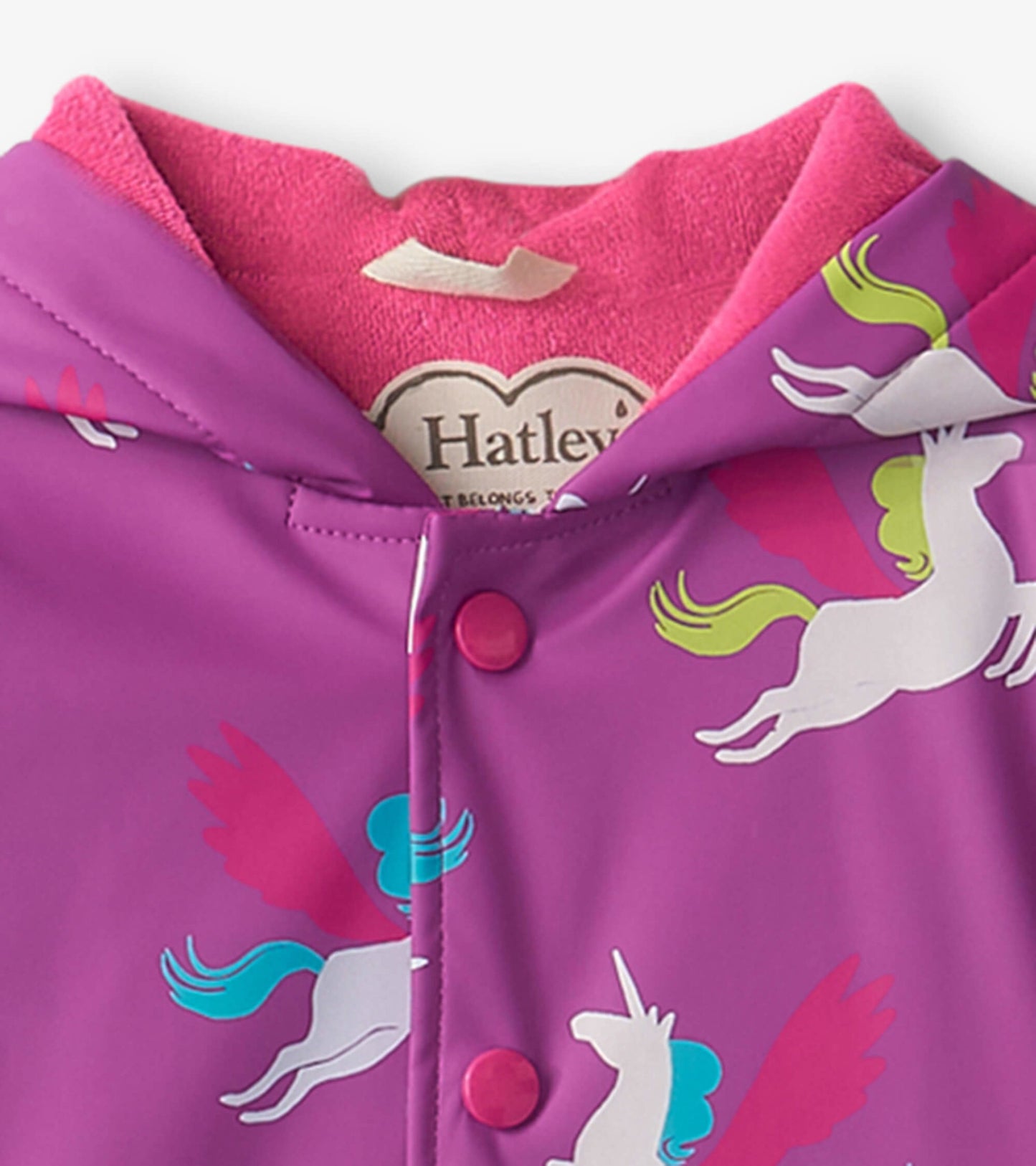 Girls Pretty Unicorn Colour Changing Button-Up Rain Jacket