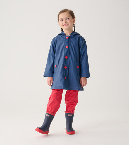 Kids Navy & Red Matte Rain Boots