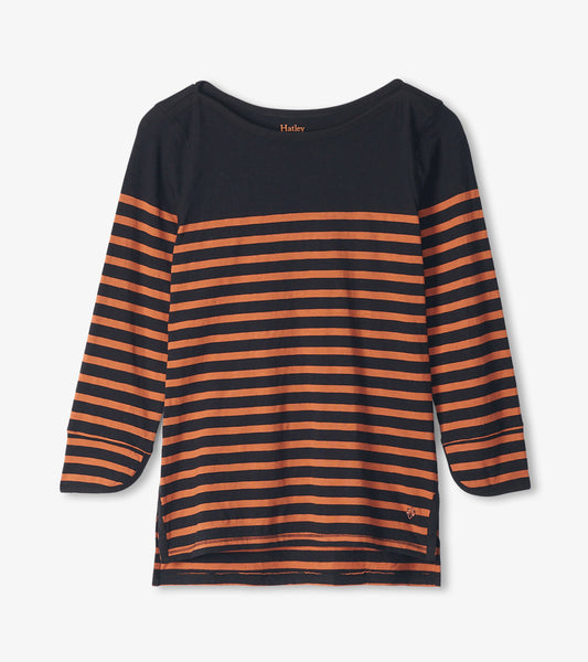 3/4 Sleeve Breton - Amber Stripes