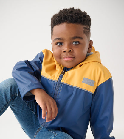 Kids Yellow & Navy Zip-Up Rain Jacket