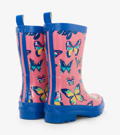 Vibrant Butterflies Shiny Rain Boots