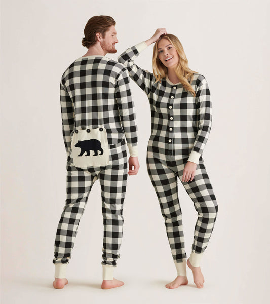 Cream Plaid Adult Union Suit