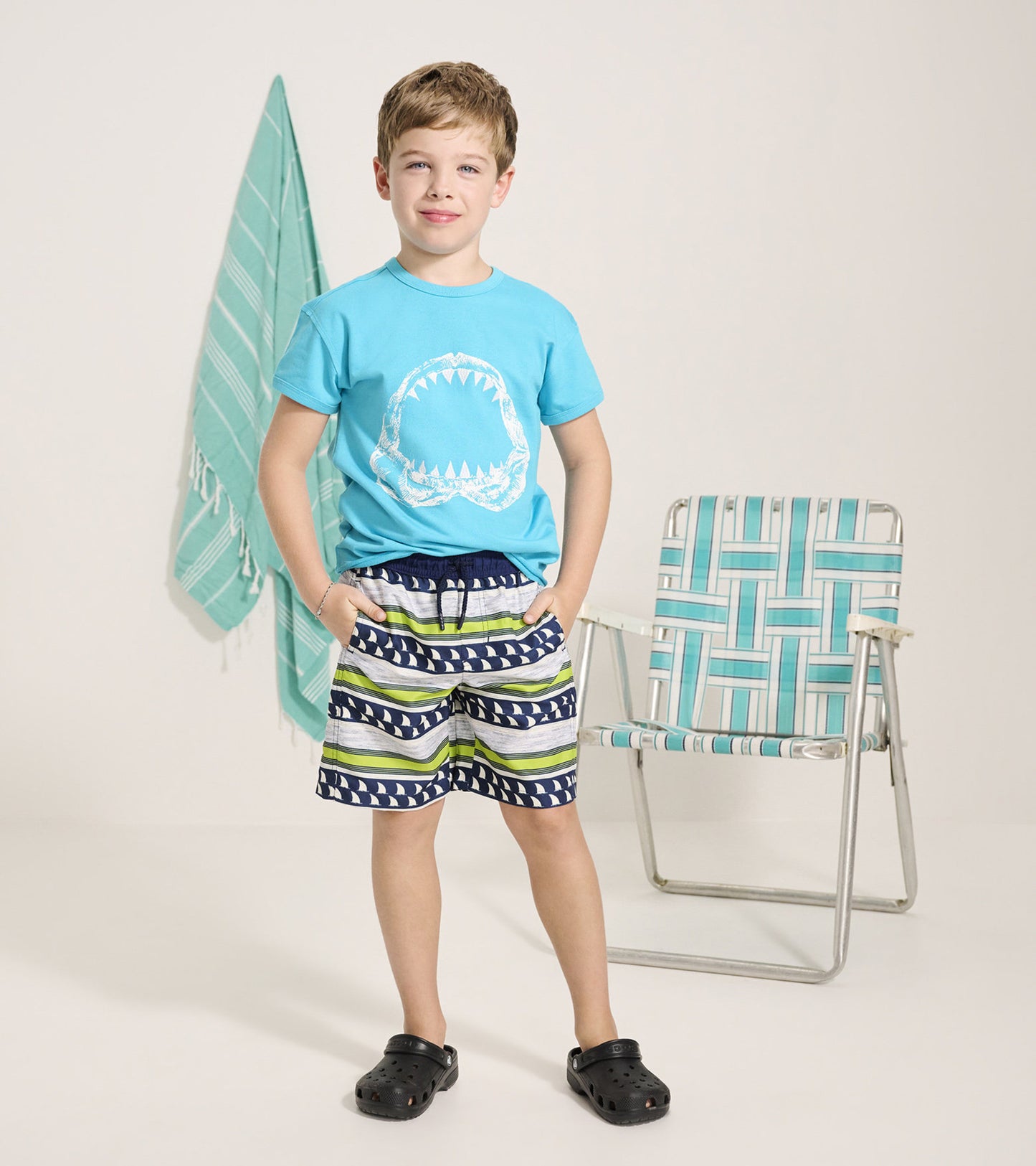 Boys Fins and Stripes Swim Trunks