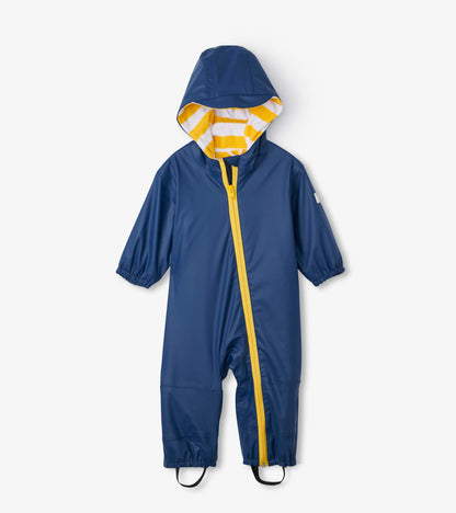 Navy Terry Lined Baby Rain Suit