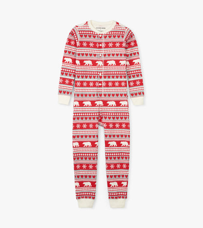 Fair Isle Bear Kids Union Suit