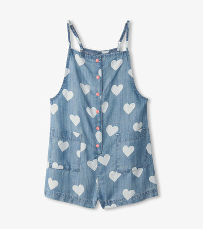 Girls Hearts Slouchy Overalls