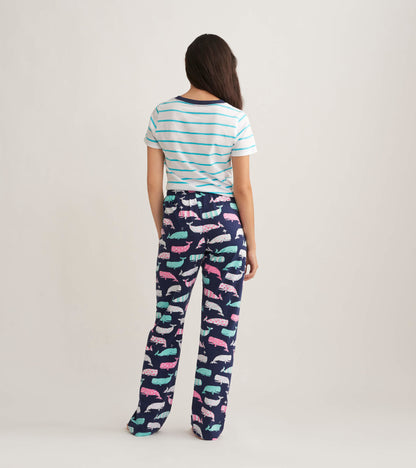 Nautical Whales Women's Jersey Pajama Pants