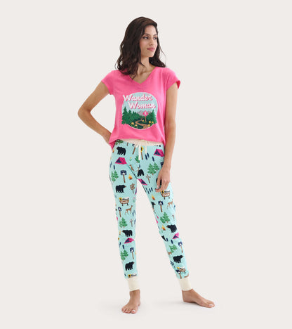 Teal Hiking Trail Women's Sleep Leggings