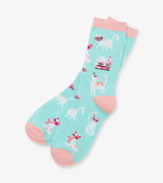 Kitty Cat Book Club Women's Crew Socks