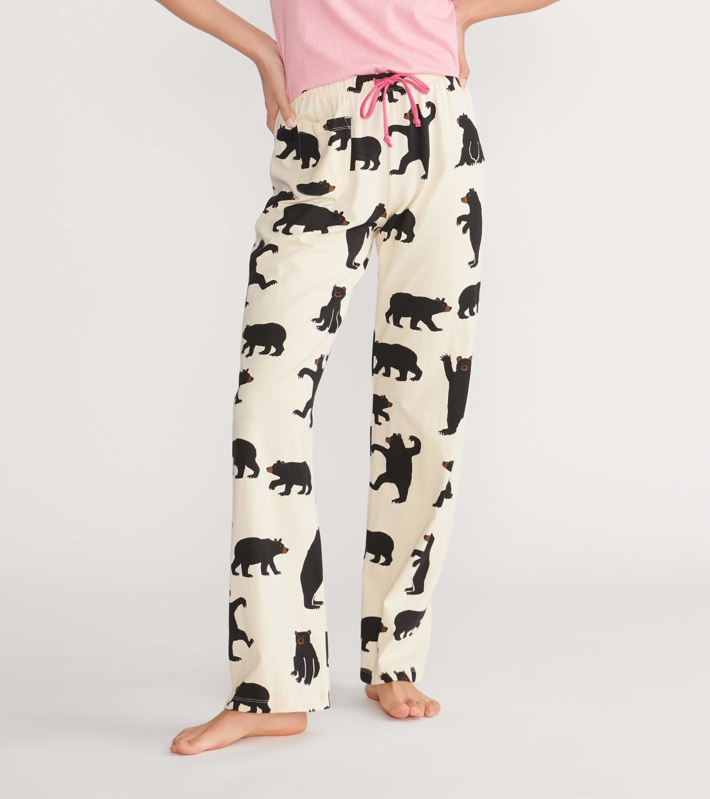 Black Bears on Natural Women's Jersey Pajama Pants