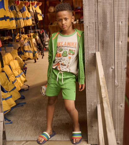 Boys Camp Green Relaxed Shorts