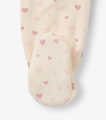 Pretty Hearts Newborn Ruffle Footed Sleeper