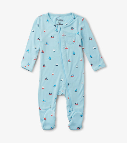 Baby Boys Tiny Sailboats Footed Sleeper