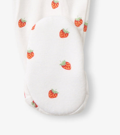 Baby Girls Ditsy Strawberries Footed Sleeper