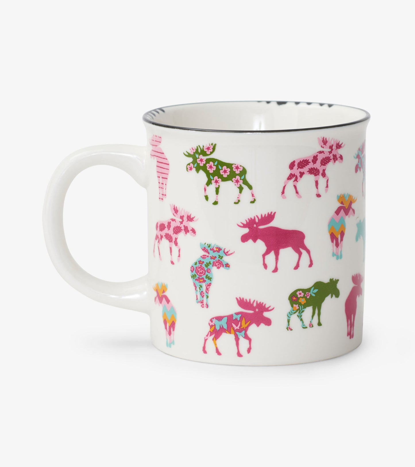 Patterned Moose Ceramic Camping Mug