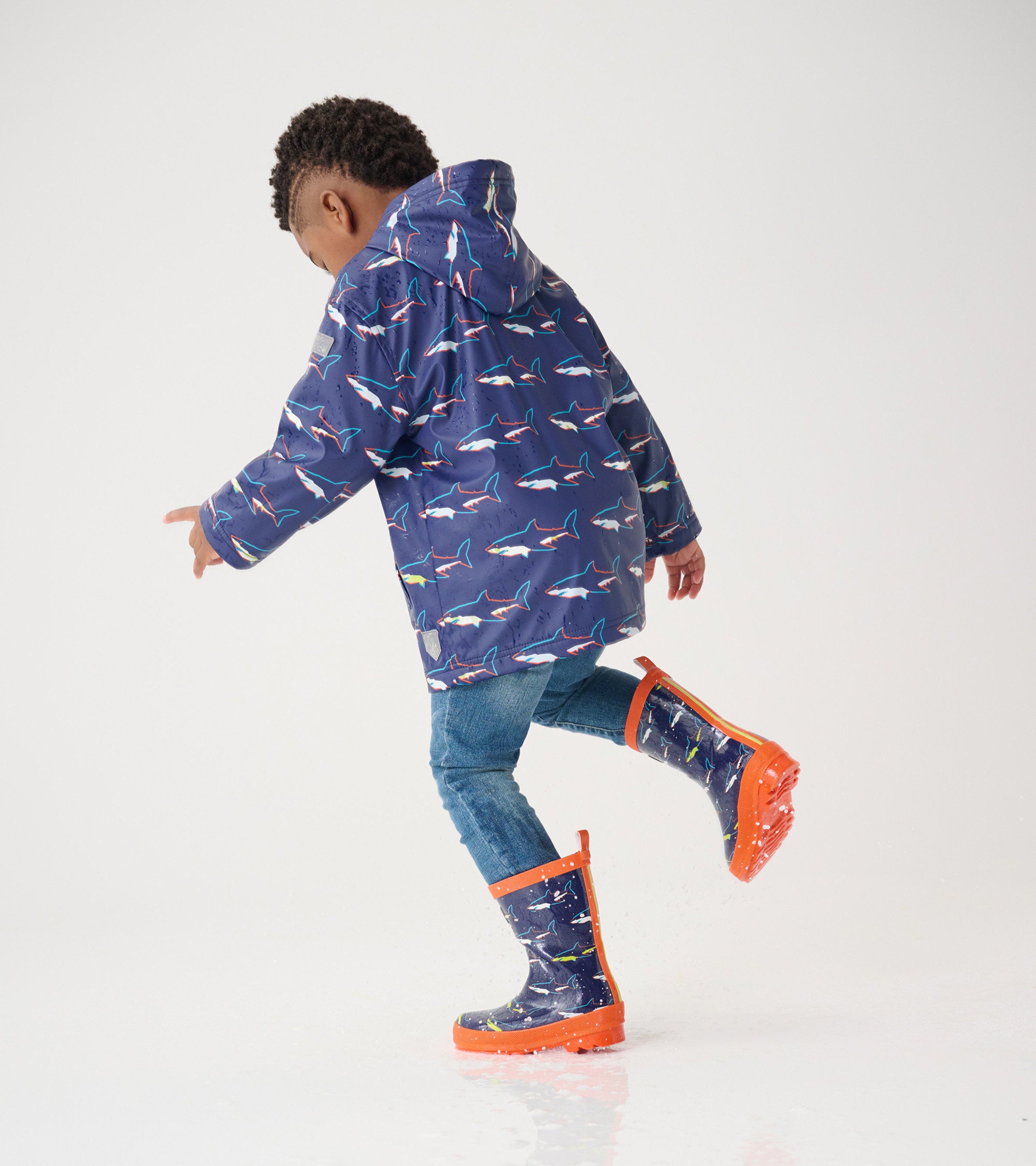 Boys Sharks Zip-Up Rain Jacket