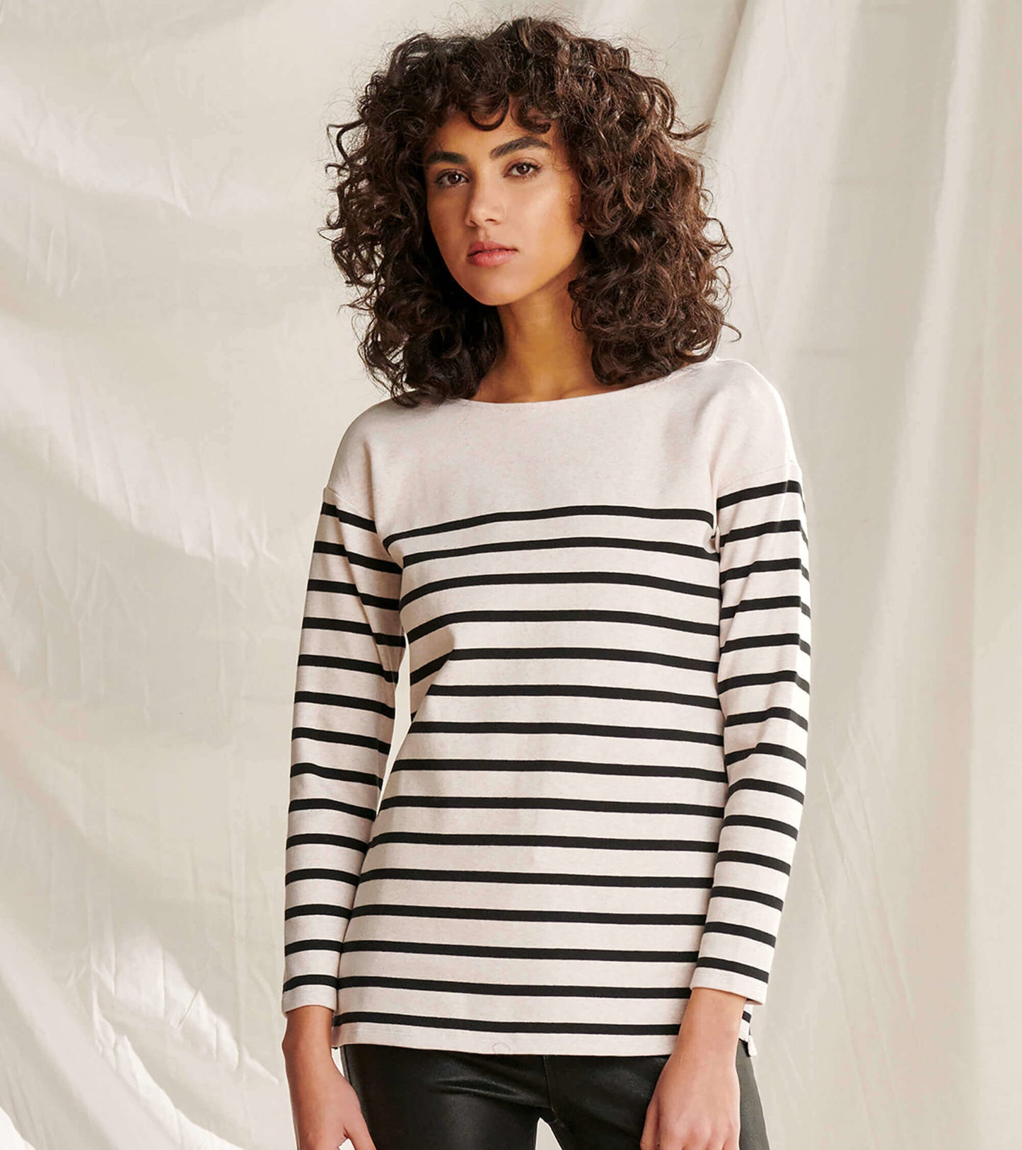 Ali Breton Top - Cream Melange Stripes