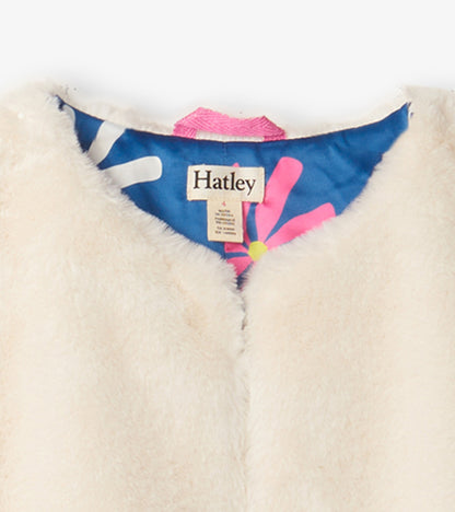 Girls Sheer Pink Faux Fur Jacket