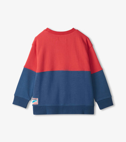 Boys Colour Block Anchor Pullover Sweatshirt