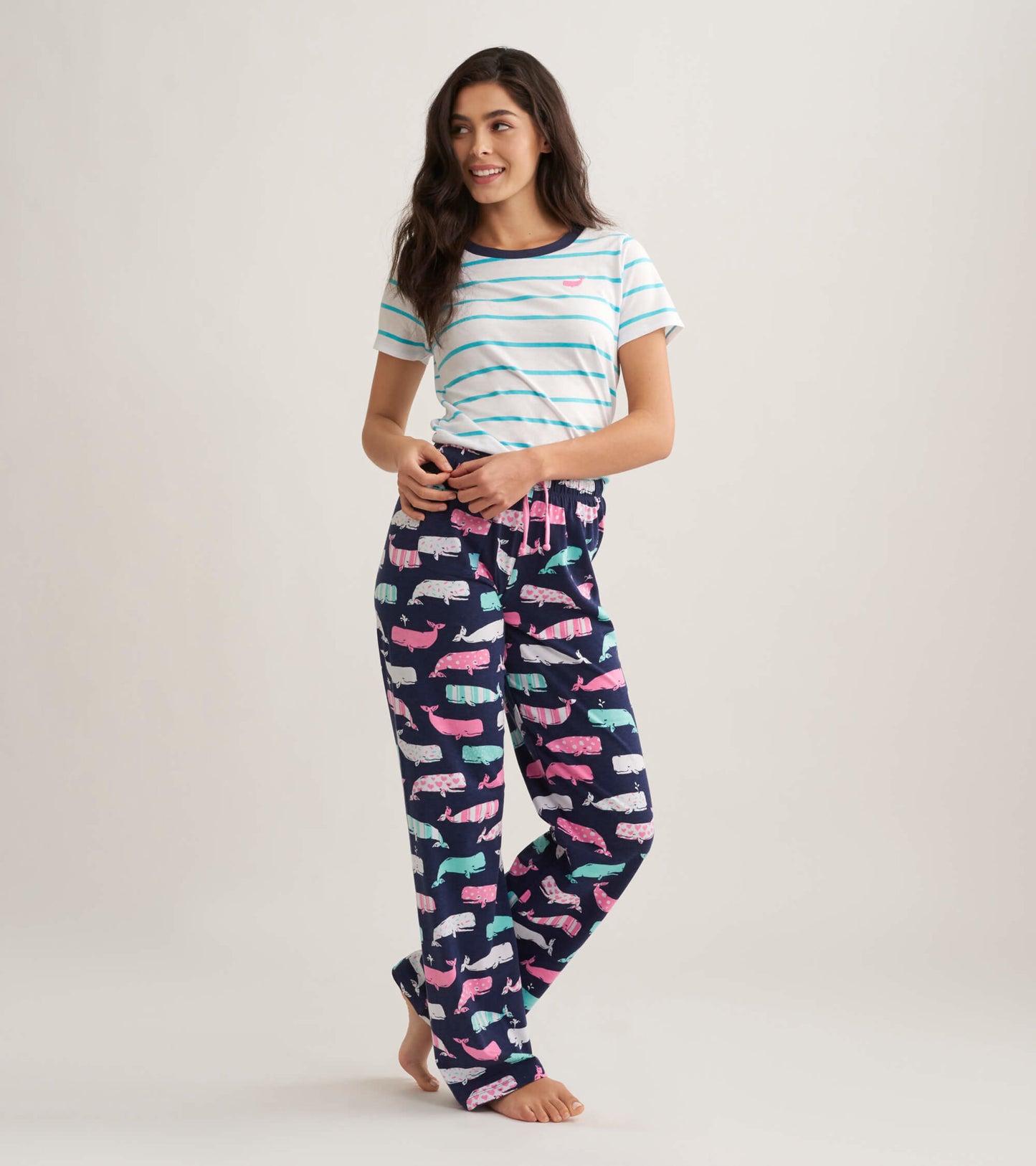 Nautical Whales Women's Jersey Pajama Pants