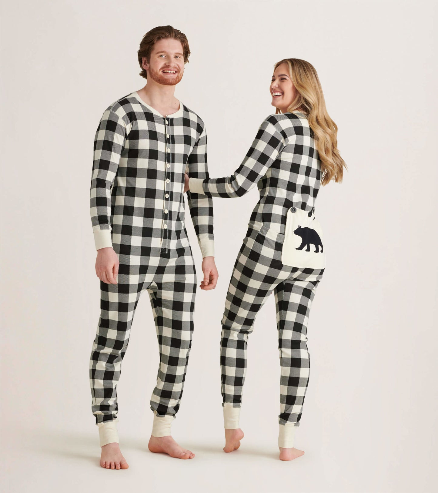 Cream Plaid Adult Union Suit