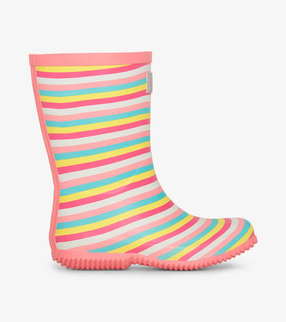 Girls Pretty Stripes Packable Rain Boots