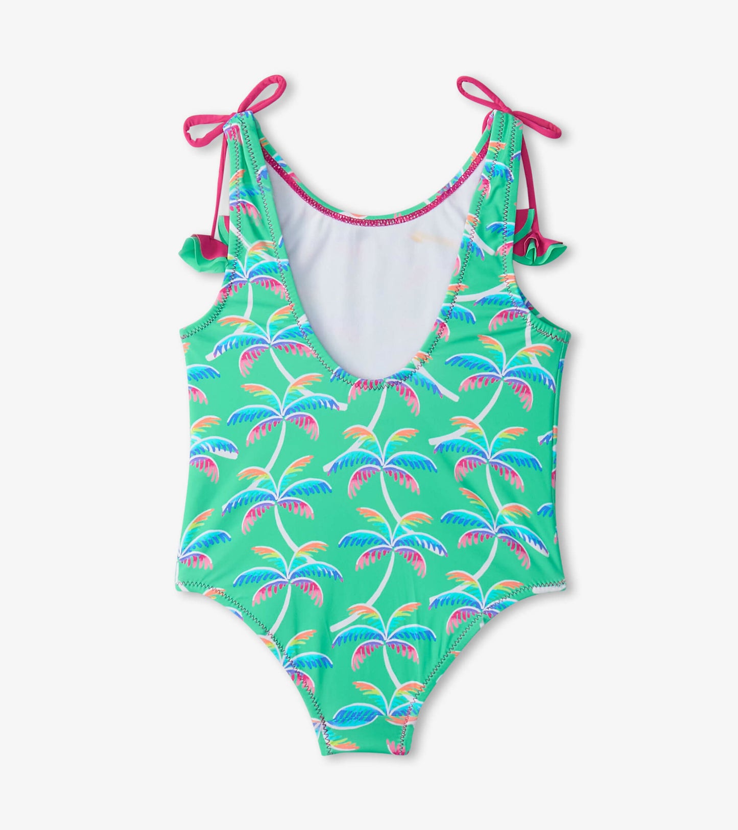 Girls Rainbow Palm Shoulder Shoulder Bow Swimsuit