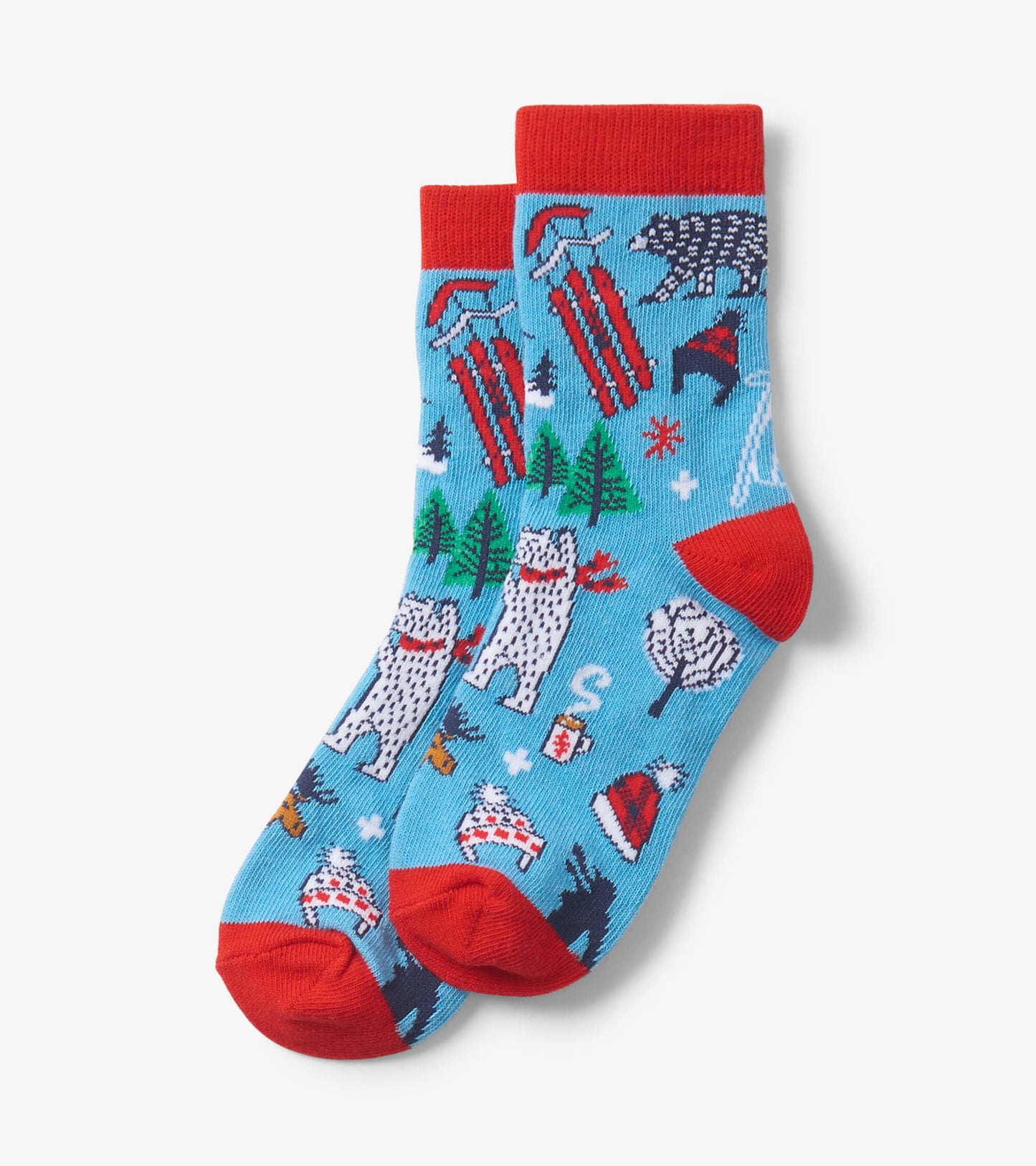 Kids Vintage Ski Blue Crew Socks