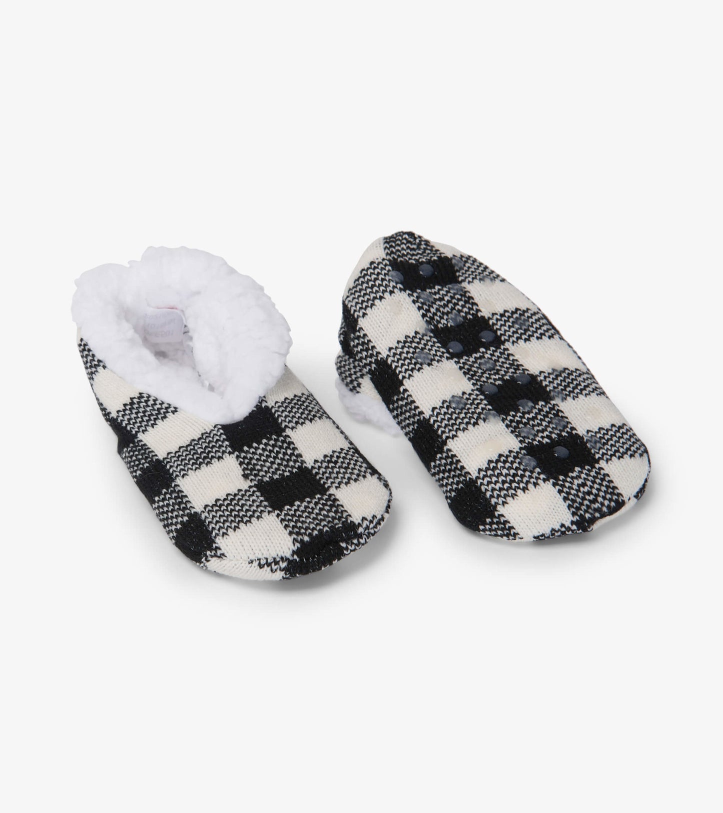 Cream Plaid Kids Warm and Cozy Slippers