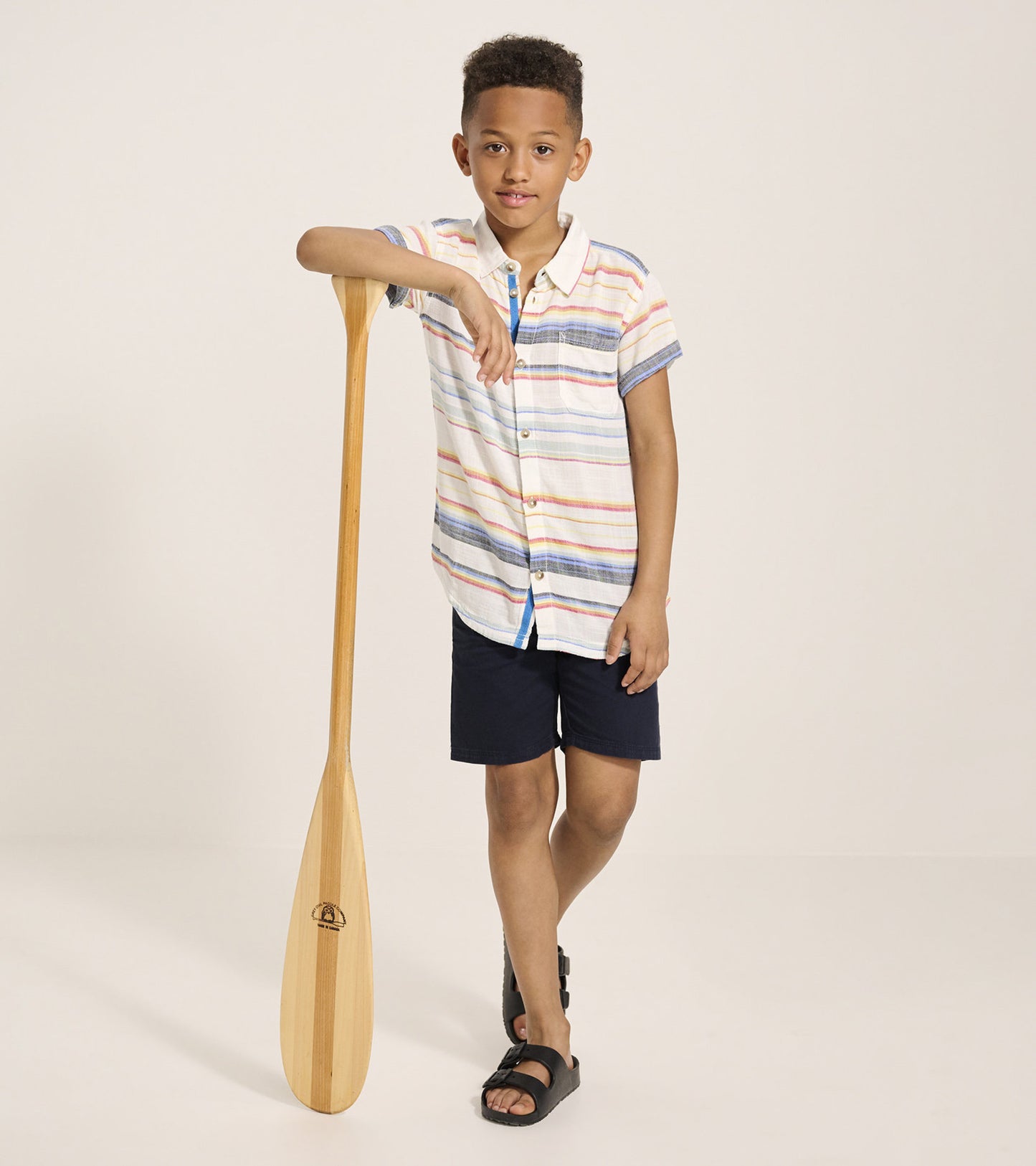 Boys Summer Stripe Short Sleeve Button Down