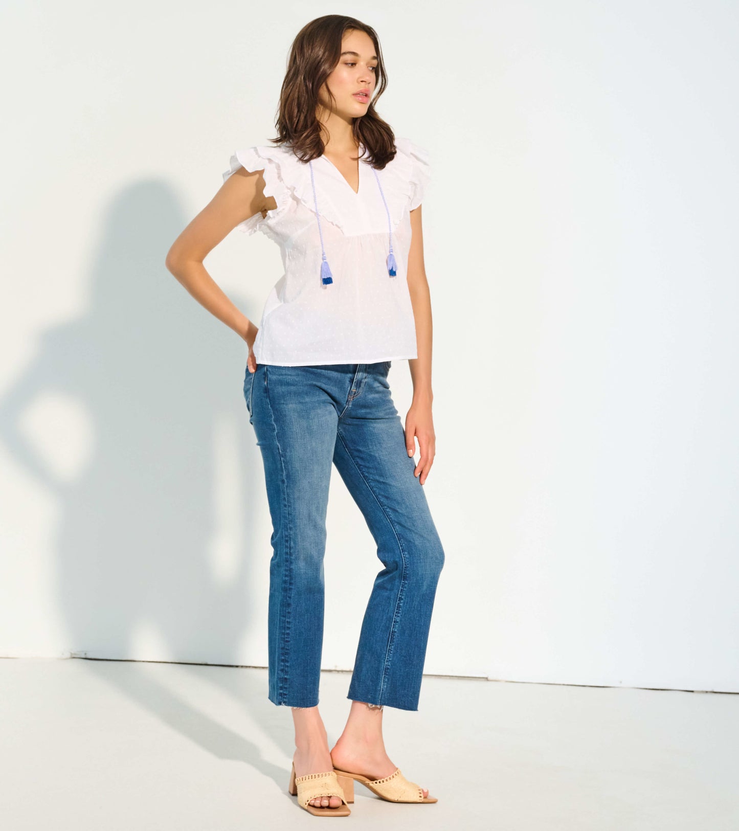 Alexa Popover Top - White Voile