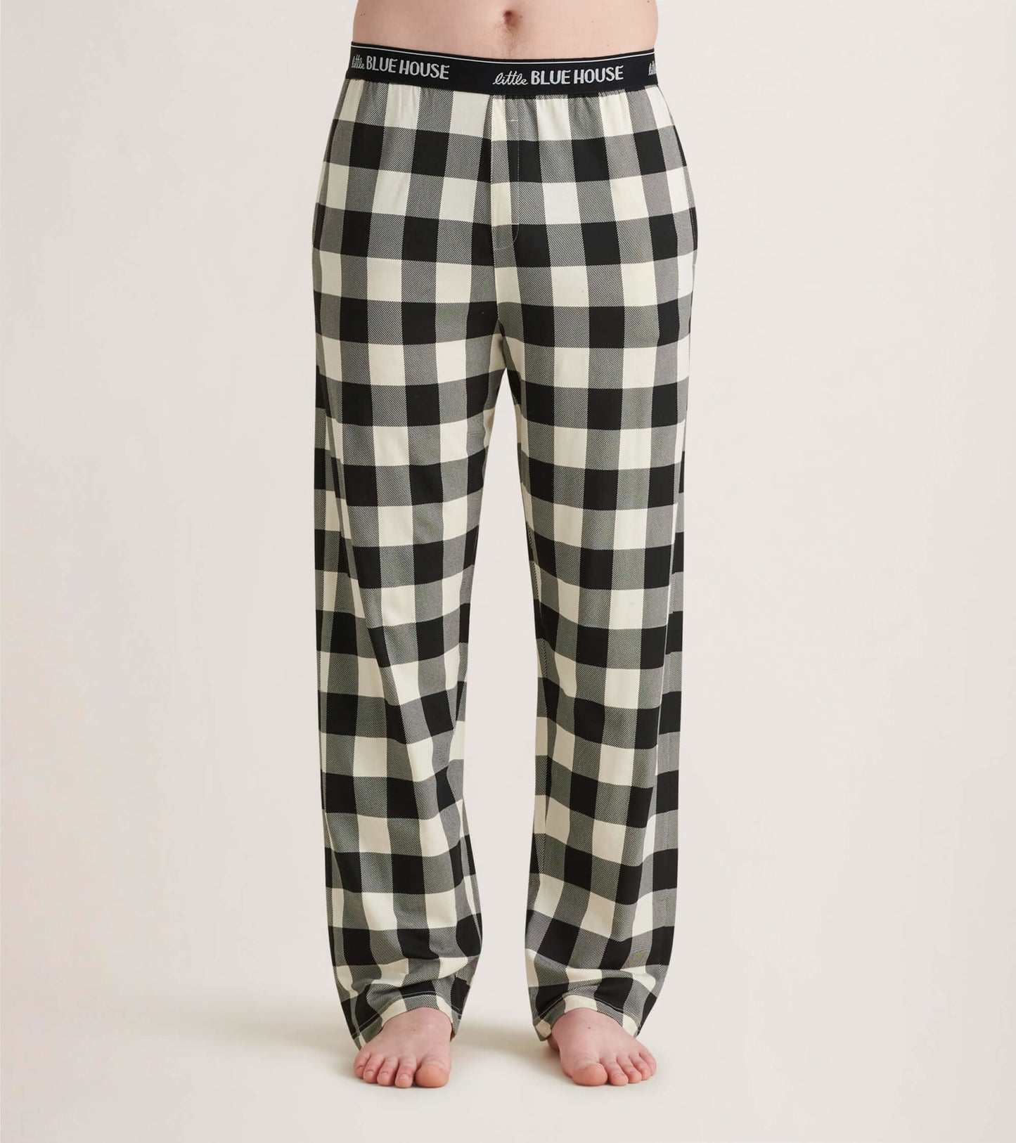 Cream Plaid Men's Jersey Pajama Pants