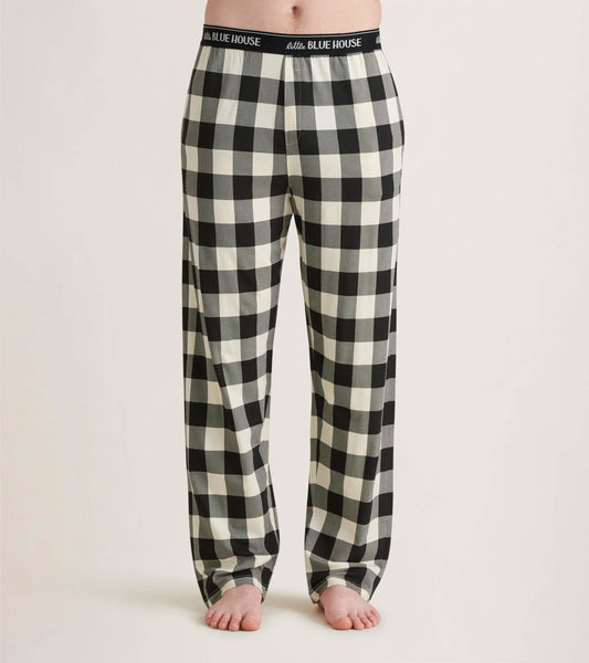 Cream Plaid Men's Jersey Pajama Pants