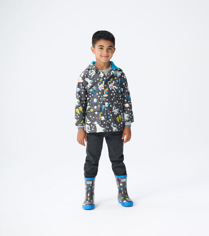 Boys Astronaut Button-Up Rain Jacket