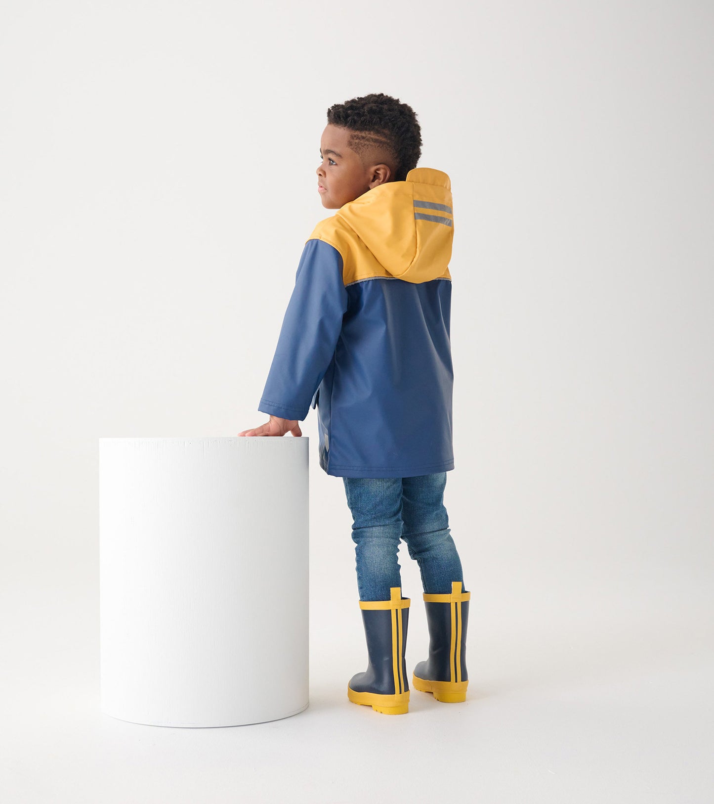 Kids Yellow & Navy Zip-Up Rain Jacket