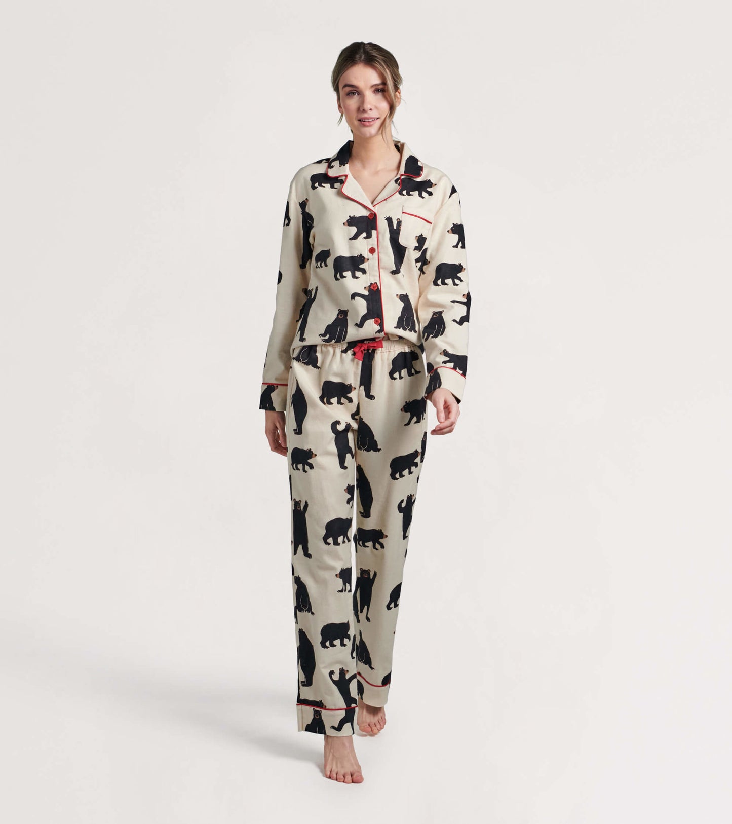 Women's Black Bears Flannel Pajama Set