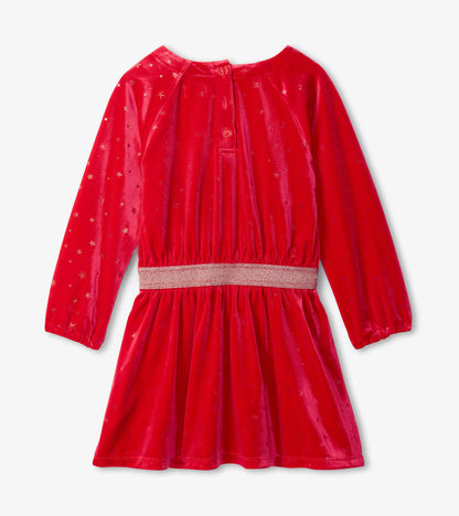 Girls Holiday Stars Crushed Velour Dress