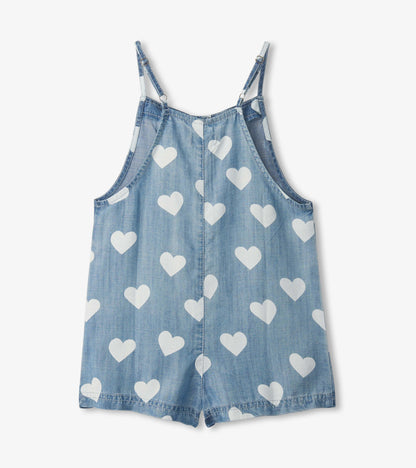 Girls Hearts Slouchy Overalls