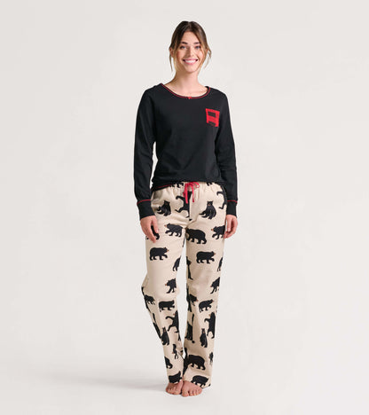 Women's Black Bears Flannel Pajama Pants