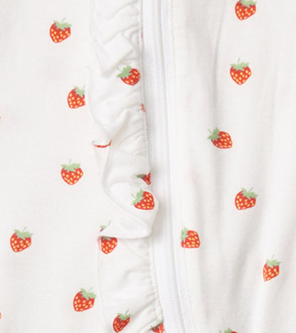 Baby Girls Ditsy Strawberries Footed Sleeper