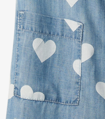 Girls Hearts Slouchy Overalls